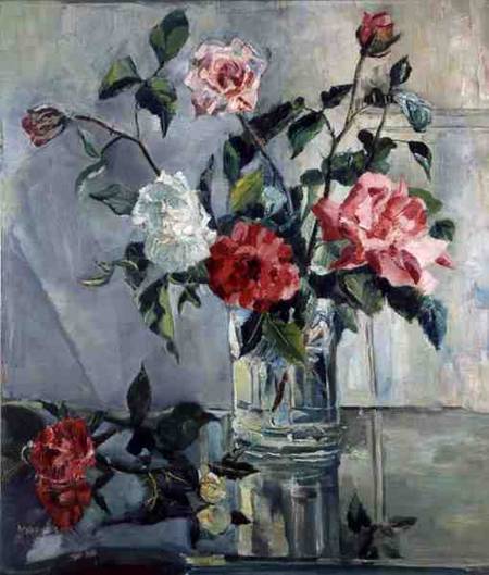 Roses on a Ledge in a Glass Vase from Countess Nora- Wydenbruck