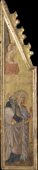 Hl. Antonius Abbas, weibliche Heilige mit Fackel (?), Verkündigungsengel from Cristoforo di Bindoccio