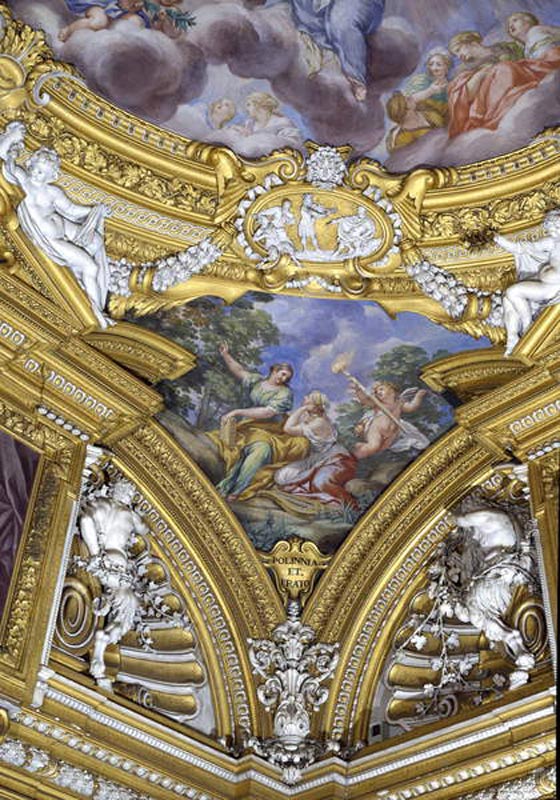 The 'Sala di Apollo' (Hall of Apollo) detail of pendentive depicting the muses Polyhymnia and Erato from da Cortona, Pietro (eigentl. Pietro Berrettini)