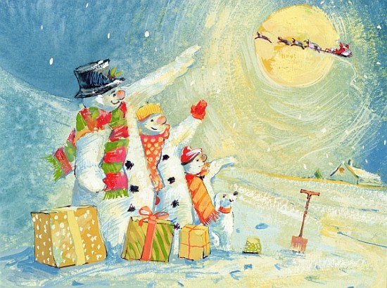 Santa Delivering Presents to the Snow Family  from David  Cooke