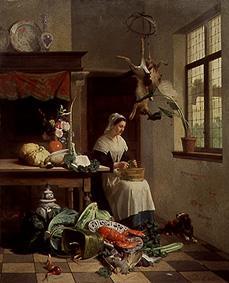 Küchenmädchen bei der Arbeit. from David Emile Joseph de Noter