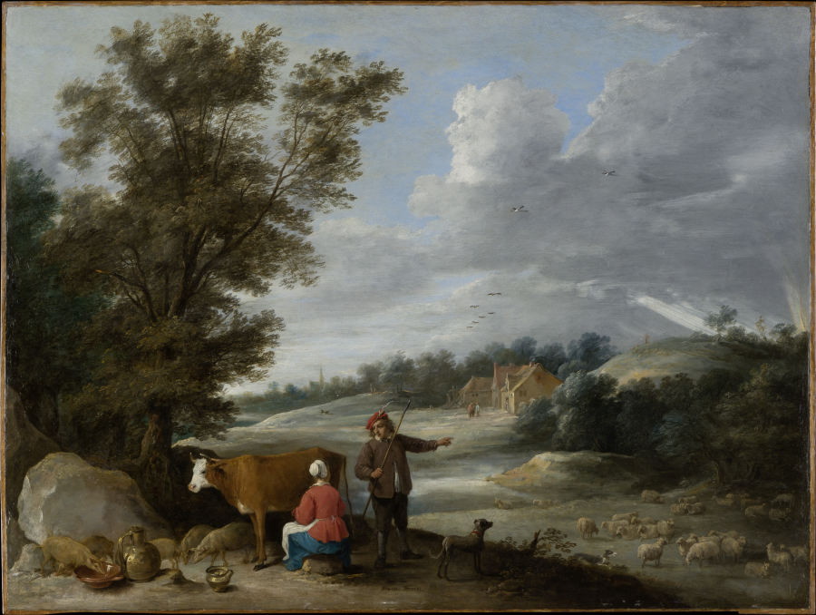 Landschaft mit melkender Magd und Hirte from David Teniers d. J.