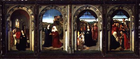 Triptych showing the Annunciation, the Visitation, the Adoration of the Angels and the Adoration of from Dieric Bouts d. Ä.