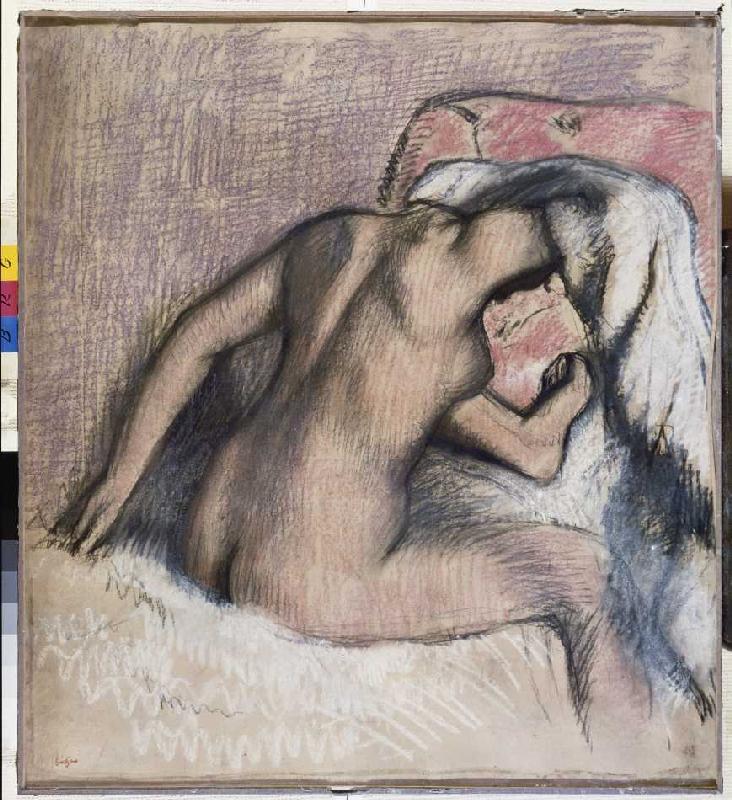 Dame bei der Toilette, den Nacken abtrocknend. from Edgar Degas