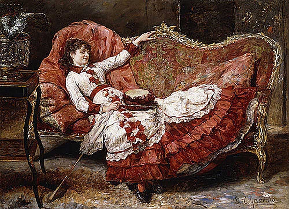 Elegante Dame in einem roten Kleid from Eduardo-Leon Garrido