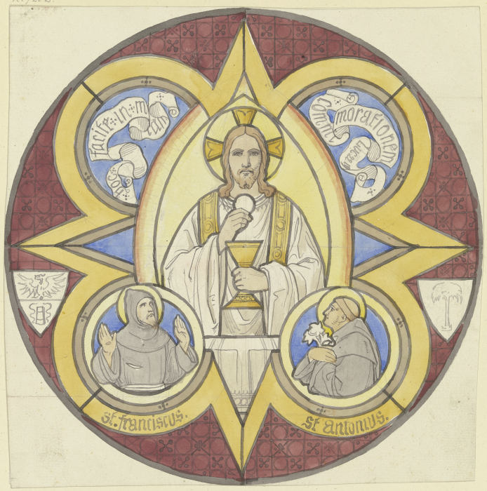 Christus mit Stola, Kelch und Hostie, daneben die Heiligen Franziskus und Antonius from Edward von Steinle