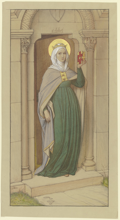 Die Heilige Elisabeth, der Holzstatue des 15. Jahrhunderts in St. Elisabeth in Marburg nachempfunden from Edward von Steinle