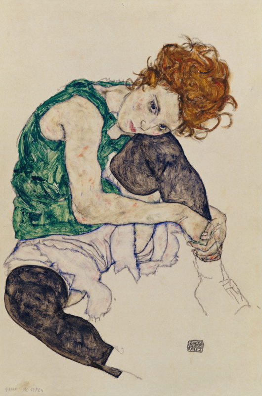 Sitzende Frau mit hochgezogenem Knie from Egon Schiele