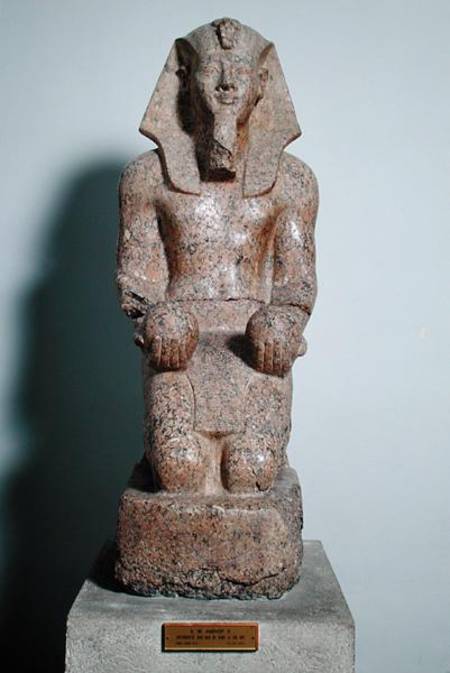 Kneeling statue of Amenhotep II (1427-1392 BC) holding offerings of wine, from Thebes, New Kingdom from Egyptian