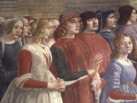 Florentine Onlookers, from the Cycle of St. Francis, Sassetti Chapel from  (eigentl. Domenico Tommaso Bigordi) Ghirlandaio Domenico