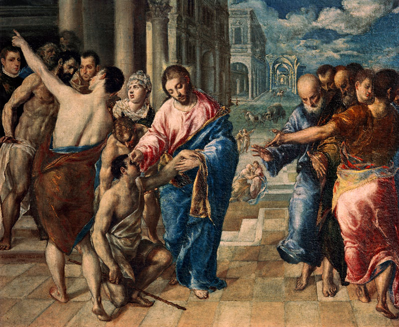 Jesus healing the blind man from (eigentl. Dominikos Theotokopulos) Greco, El