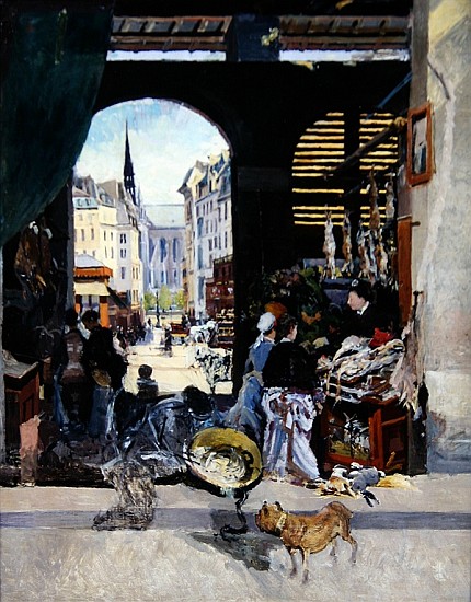 The Carmes Market, Rue Maubert from Emile Antoine Guillier