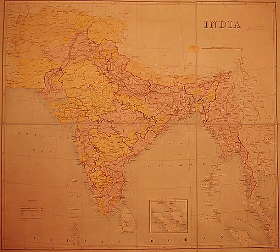 Map of India, published under the direction of Colonel H.R. Thuillier, R.E., Surveyor General of Ind from English School