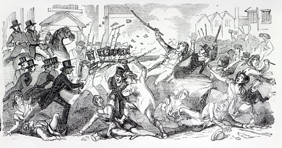 Plug Plot Riot in Preston, illustration from ''The Illustrated London News'', August 1842 from English School