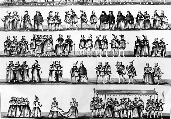 Procession at the Christening of Prince Arthur, son of Henry VII; engraved in 1782 from English School