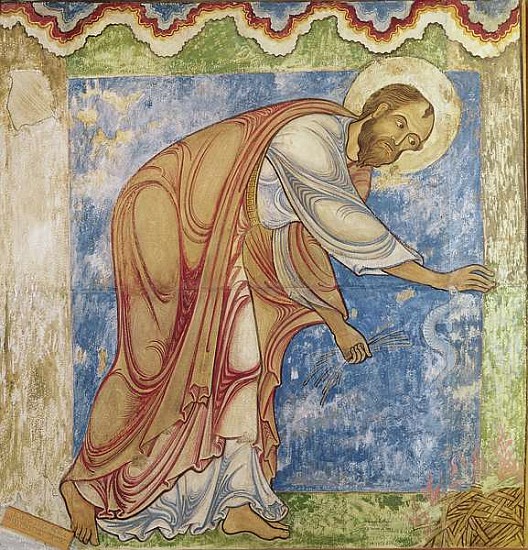 St. Paul and the Viper, in St. Anselm''s Chapel, c.1180 from English School