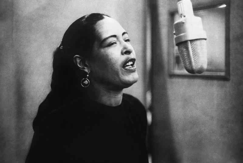 Jazz and blues Singer Billie Holiday during recording session from English Photographer, (20th century)