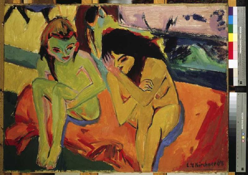 Zwei Mädchen / Nackte Mädchen unterhalten sich from Ernst Ludwig Kirchner