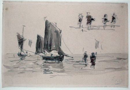 Boats and Fishermen from Eugène Boudin