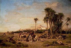 Rast einer Karawane in der Sahara bei El-Aghouat. from Eugène Fromentin