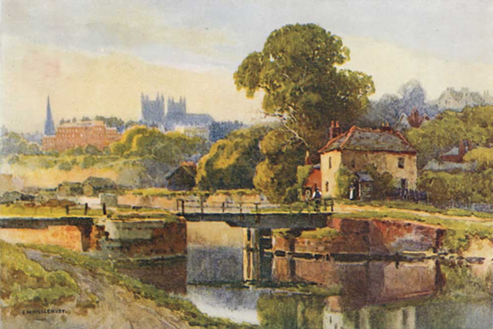 Exeter aus dem Kanal from E.W. Haslehust