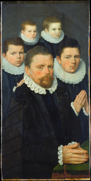 Altarflügel mit den männlichen Mitgliedern der Stifterfamilie from Flämischer Meister um 1570/1580