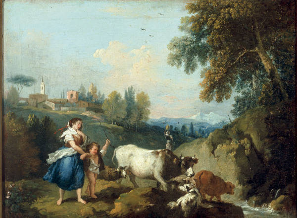 F.Zuccarelli, Landschaft mit Viehhirtin from Francesco Zuccarelli