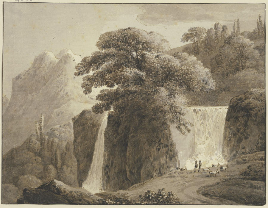 Gebirgslandschaft mit zwei Wasserfällen from Franz Innocenz Josef Kobell