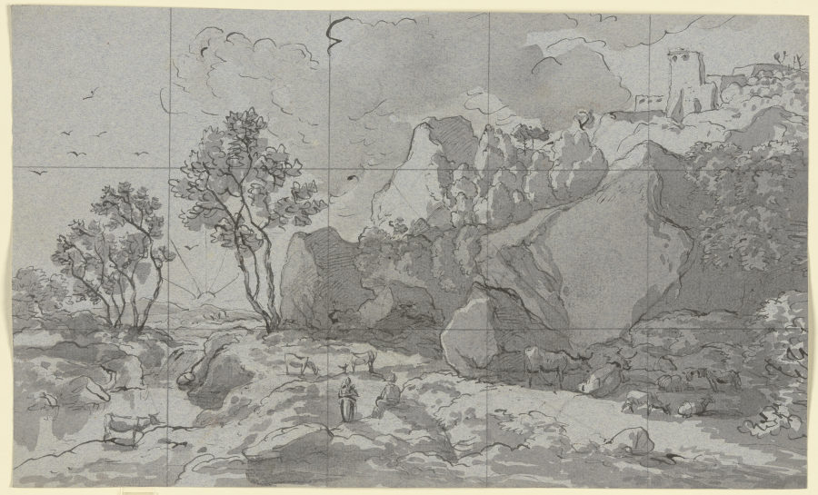 Landschaft mit Fluss links und Berg rechts from Franz Innocenz Josef Kobell