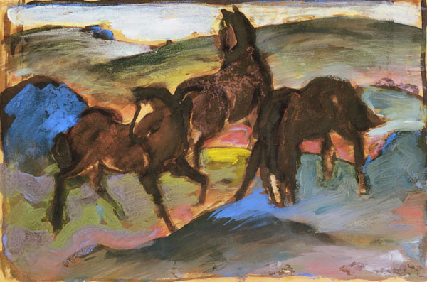 Pferde auf der Weide II. (Drei Pferde) from Franz Marc