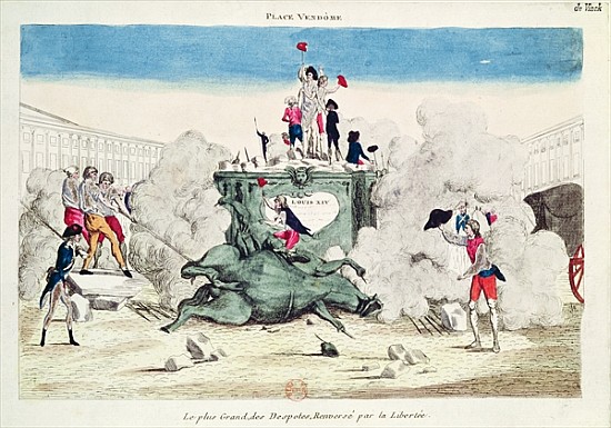 Liberty toppling the statue of the Greatest Despot in the Place Vendome on 11th August 1792 from French School