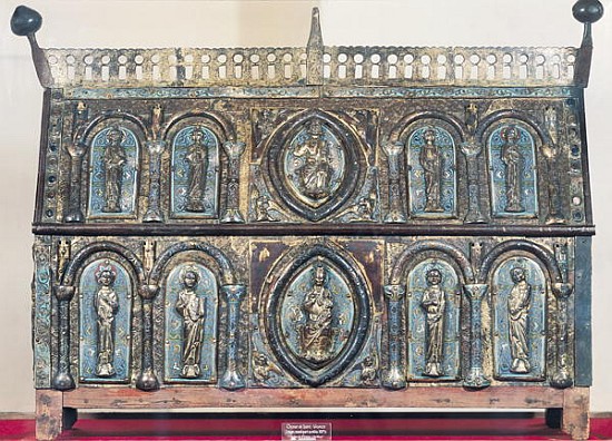 Reliquary chest of St. Viance, Limousin School, c.1230-50 (gilded copper & champleve enamel) from French School