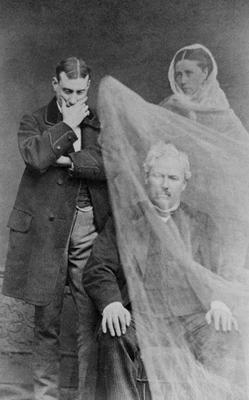 The ghost of a man's wife appears before him, c.1870 (b/w photo) from French School, (19th century)