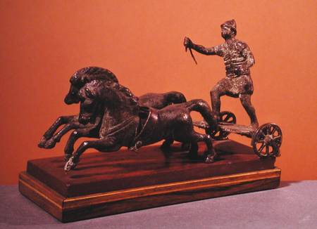 Roman chariot pulled by two galloping horses from Gallo-Roman