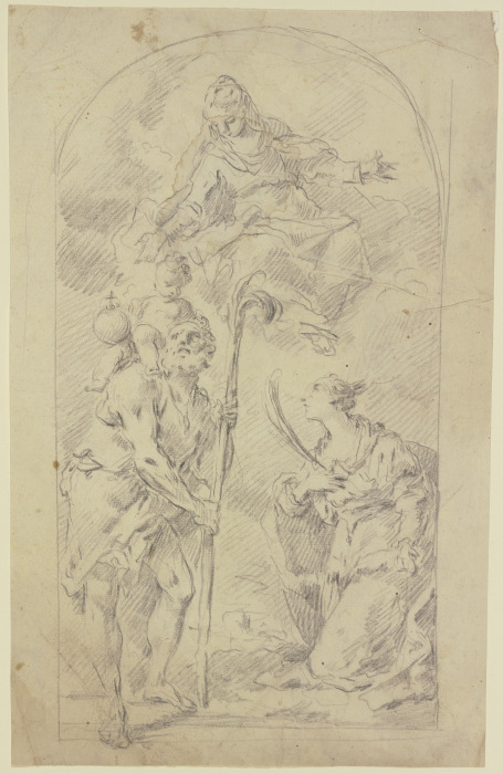 Maria auf Wolken mit dem Heiligen Christophorus und einer Heiligen from Gaspare Diziani