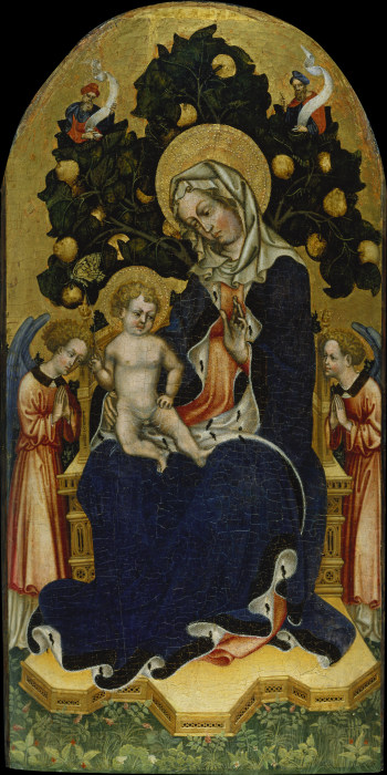 Thronende Madonna mit Kind, anbetenden Engeln und Propheten from Gentile da Fabriano