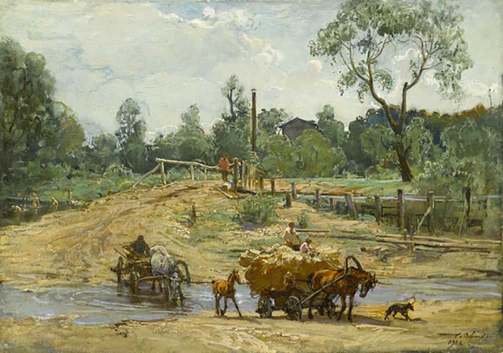 Karren, die einen Fluss fordern, 1922 from Georgiy Konstantinovich Savitsky