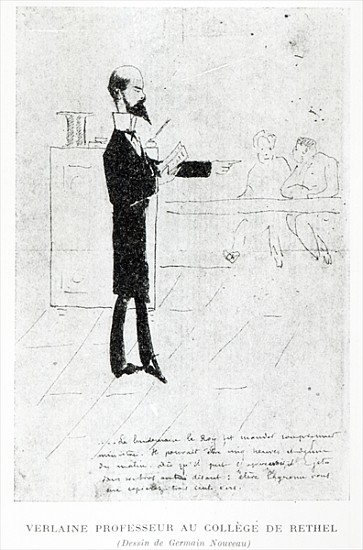 Verlaine teaching at the Institution Notre-Dame in Rethel, 1877-79 (pen, ink & crayon) from Germain Nouveau
