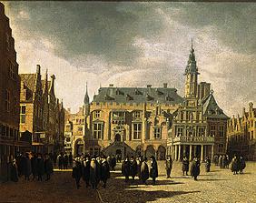 Der Marktplatz und das Rathaus von Haarlem.