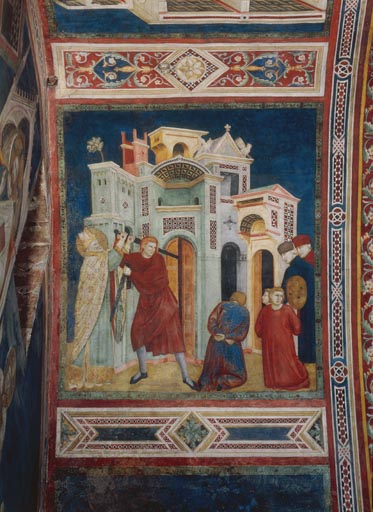 Der hl. Nikolaus errettet die drei unschuldig zum Tode verurteilten Ritter Nepotianus, Ursus und Api from Giotto (Schule)