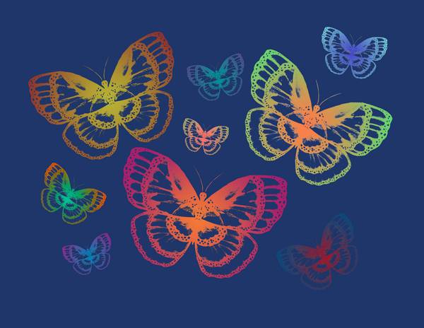 Colorful Butterflies on Blue from Sebastian  Grafmann