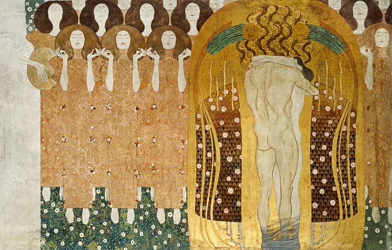 Kuss für die ganze Welt; detail von Beethoven-Fries 1902 from Gustav Klimt