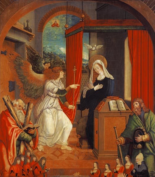 Mariae Verkündigung (mit hl. Andreas und hl. Jakobus, sowie sechs Stifterfiguren) from Hans Dürer