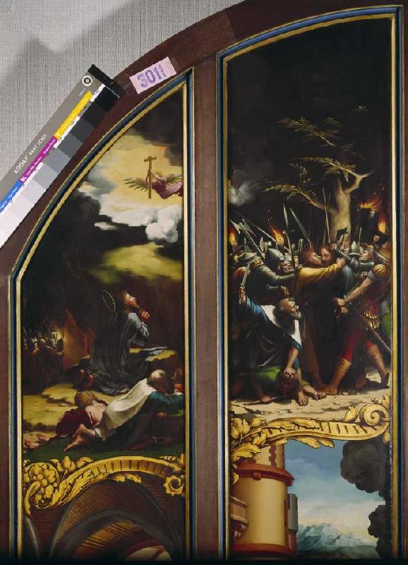 Flügelaltar mit acht Bildern aus der Passion Christi, Detail: Gebet am Ölberg und Der Judaskuss (sie from Hans Holbein d.J.