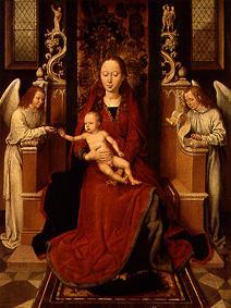 Madonna mit dem Kinde auf dem Thron, mit zwei Engeln from Hans Memling