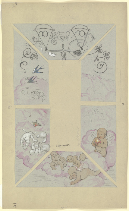September. Entwurf zur Decke im Café Bauer, bestehend aus sechs Teilen from Hans Thoma