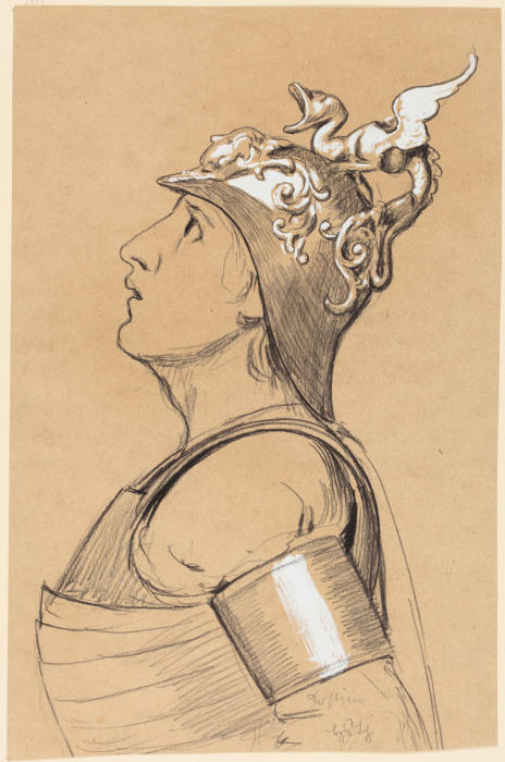 Walküre (Kostümstudie für Bayreuth): Kopf mit Helm from Hans Thoma