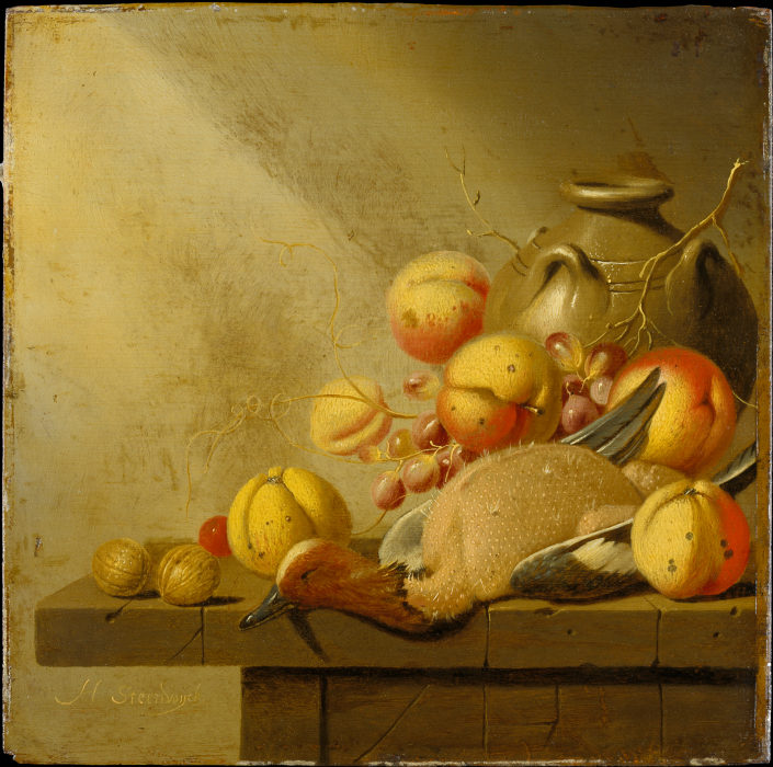 Stillleben mit Früchten und einer gerupften Ente from Harmen van Steenwyck