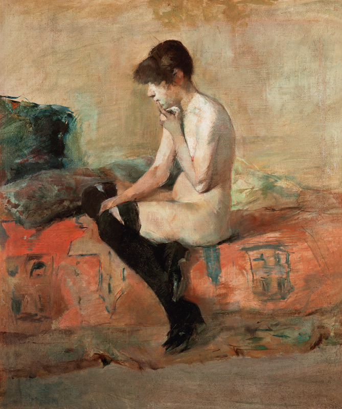 Aktstudie Frau auf Diwan sitzend from Henri de Toulouse-Lautrec