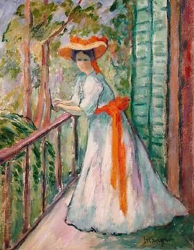 Frau auf einem Balkon oder Jeanne mit einem Orangenband, 1907